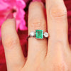 Vintage Emerald & Diamond Trilogy Engagement Ring