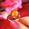 Vintage Modernist Style Baltic Amber Ring