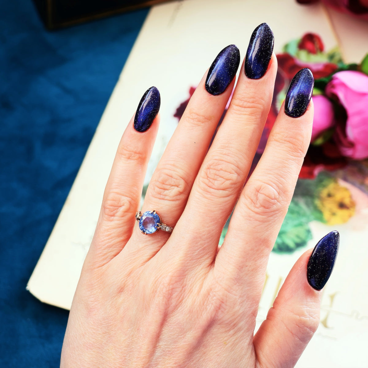 Vintage Delight! Certificated Natural Ceylon Sapphire & Diamond Ring