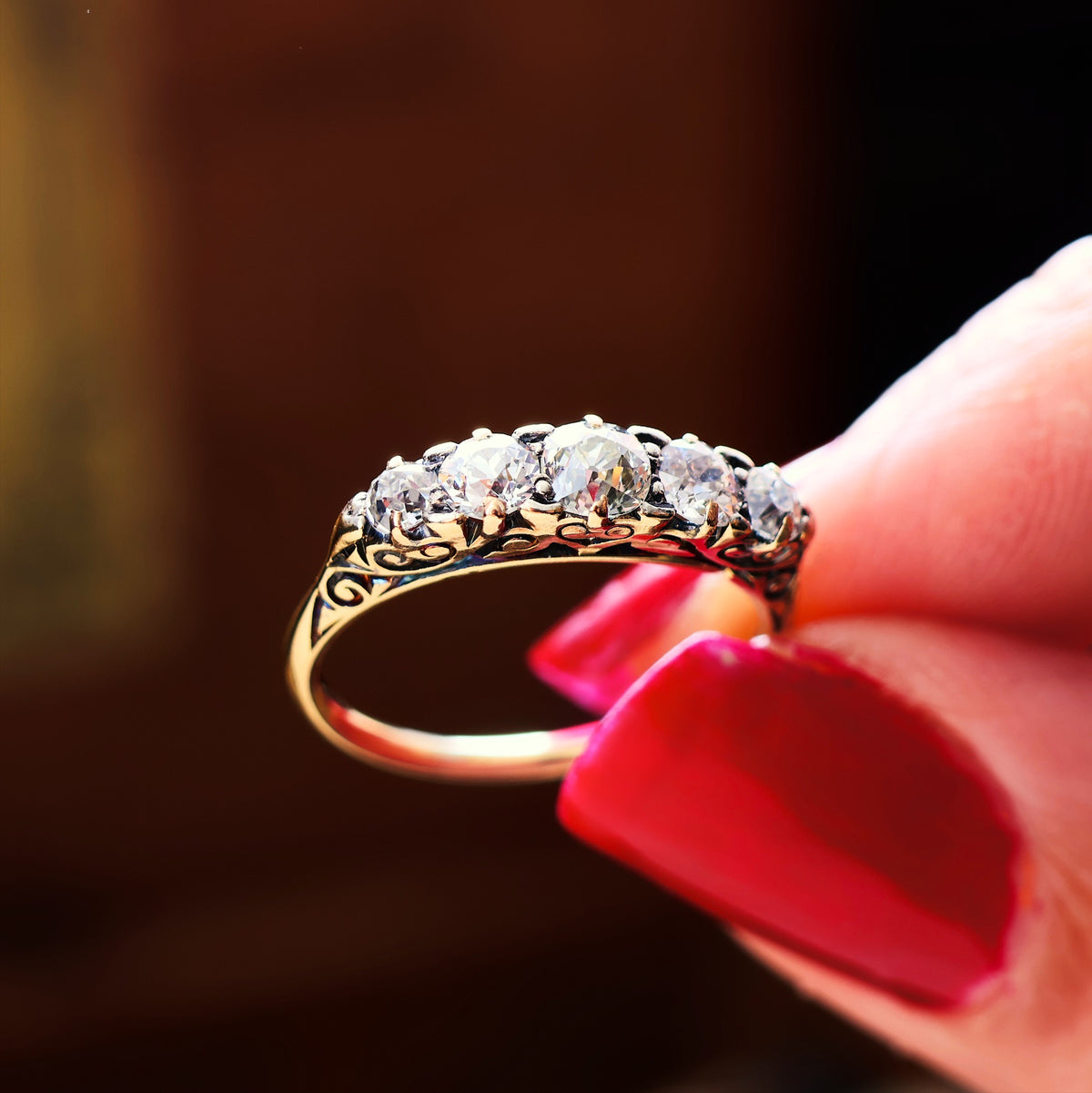 Late Victorian Hand Cut Diamond Engagement Ring