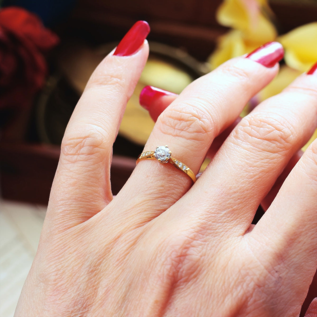 Recycled Vintage Hand Cut Diamond Engagement Ring