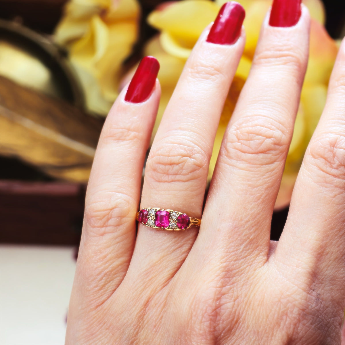 Date 1916 Hand Made Ruby & Diamond Engagement Ring