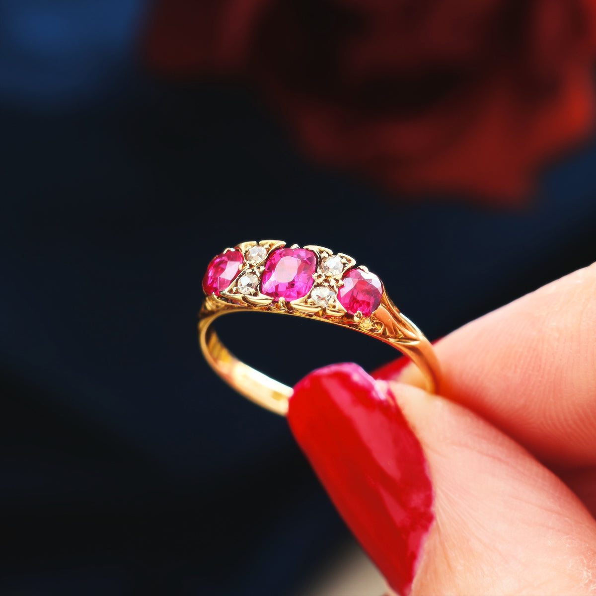 Date 1916 Hand Made Ruby & Diamond Engagement Ring