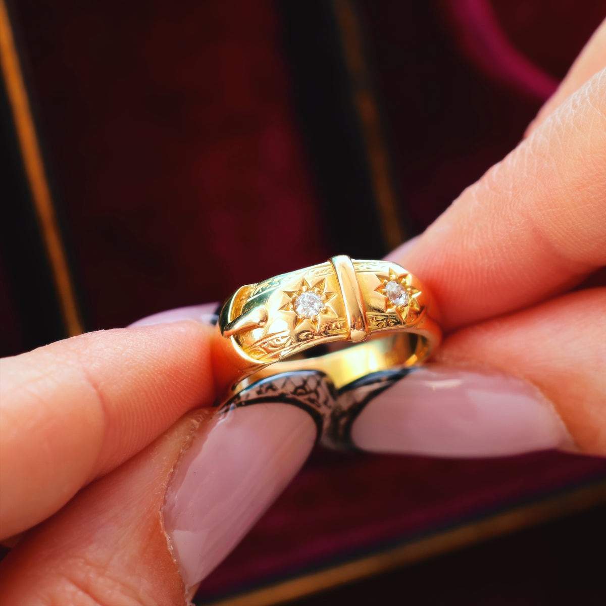 Antique Date 1899 Diamond 'Fidelity' Buckle Wedding Ring