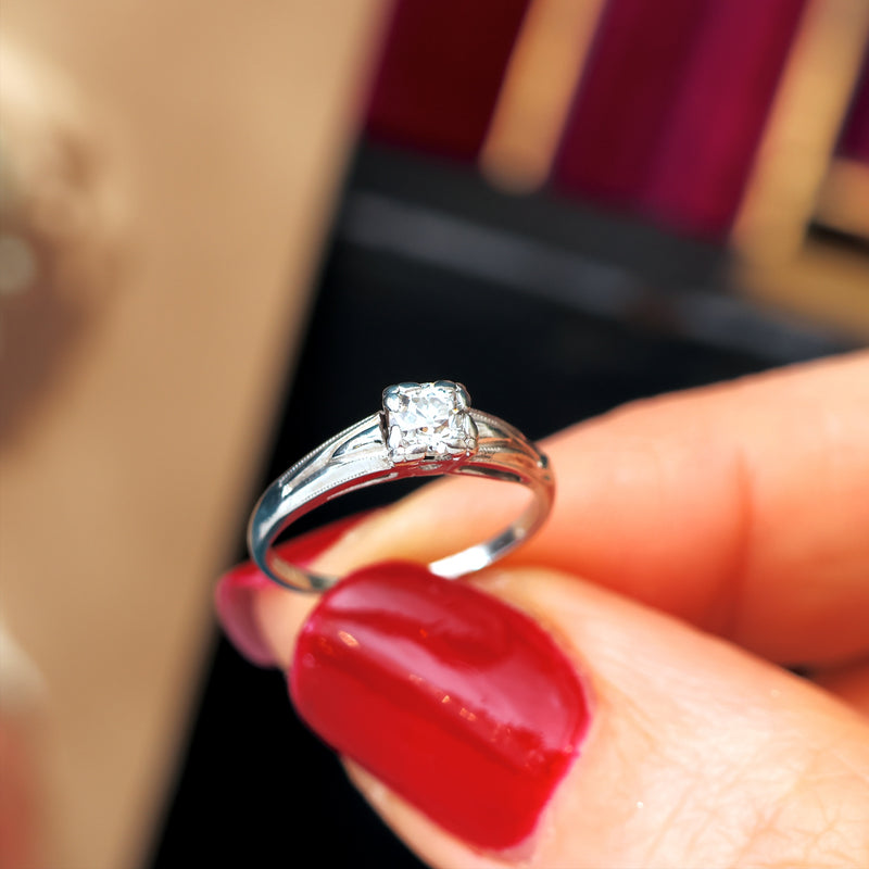 Sweet Vintage 1940's Platinum Diamond Engagement Ring