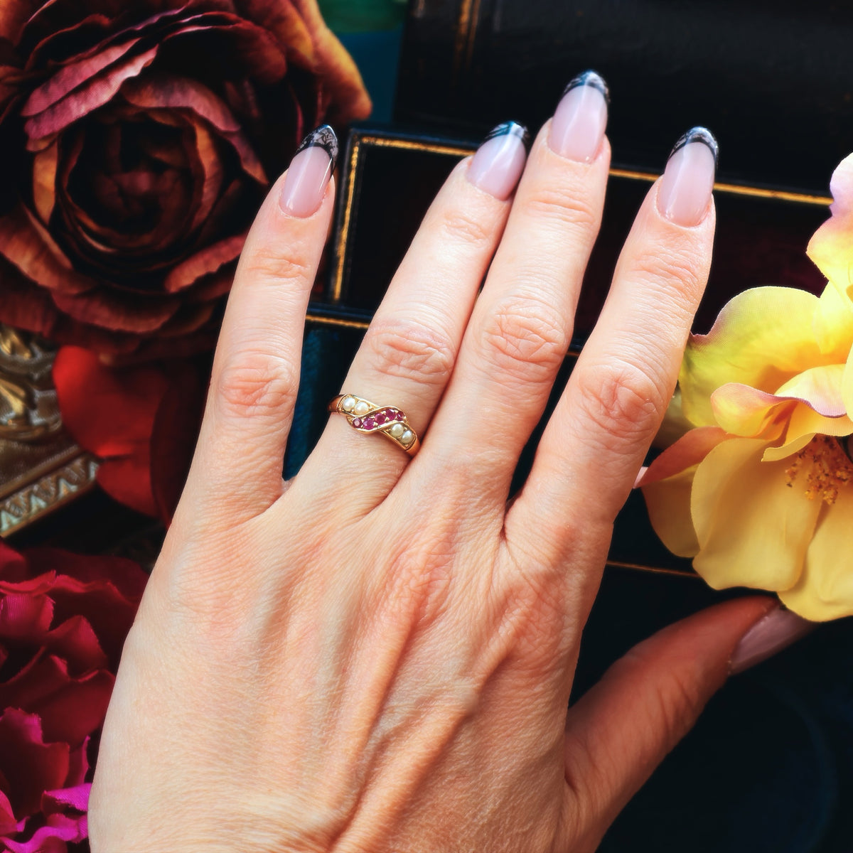 Vintage Ruby & Pearl Dress Ring