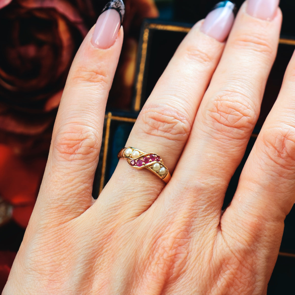 Vintage Ruby & Pearl Dress Ring