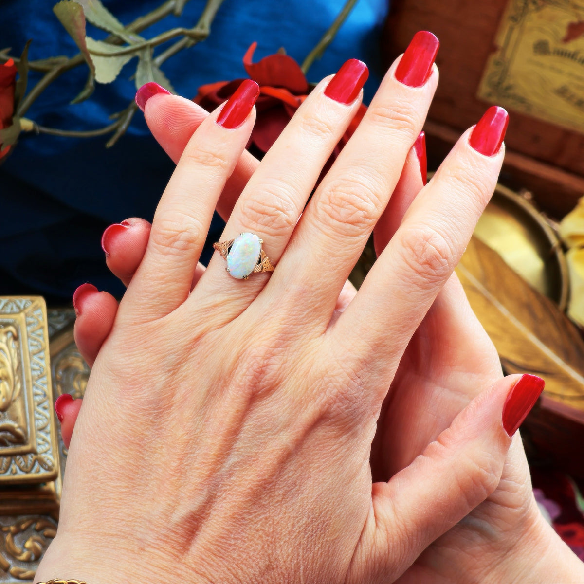 Vintage 1970's Rainbow Crystal Opal Ring