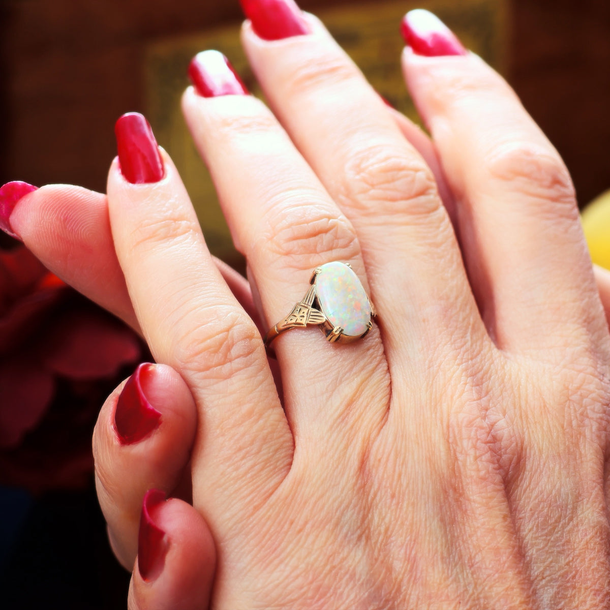 Vintage 1970's Rainbow Crystal Opal Ring
