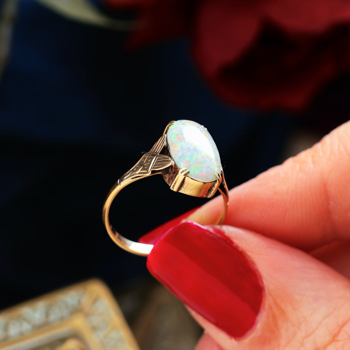 Vintage 1970's Rainbow Crystal Opal Ring