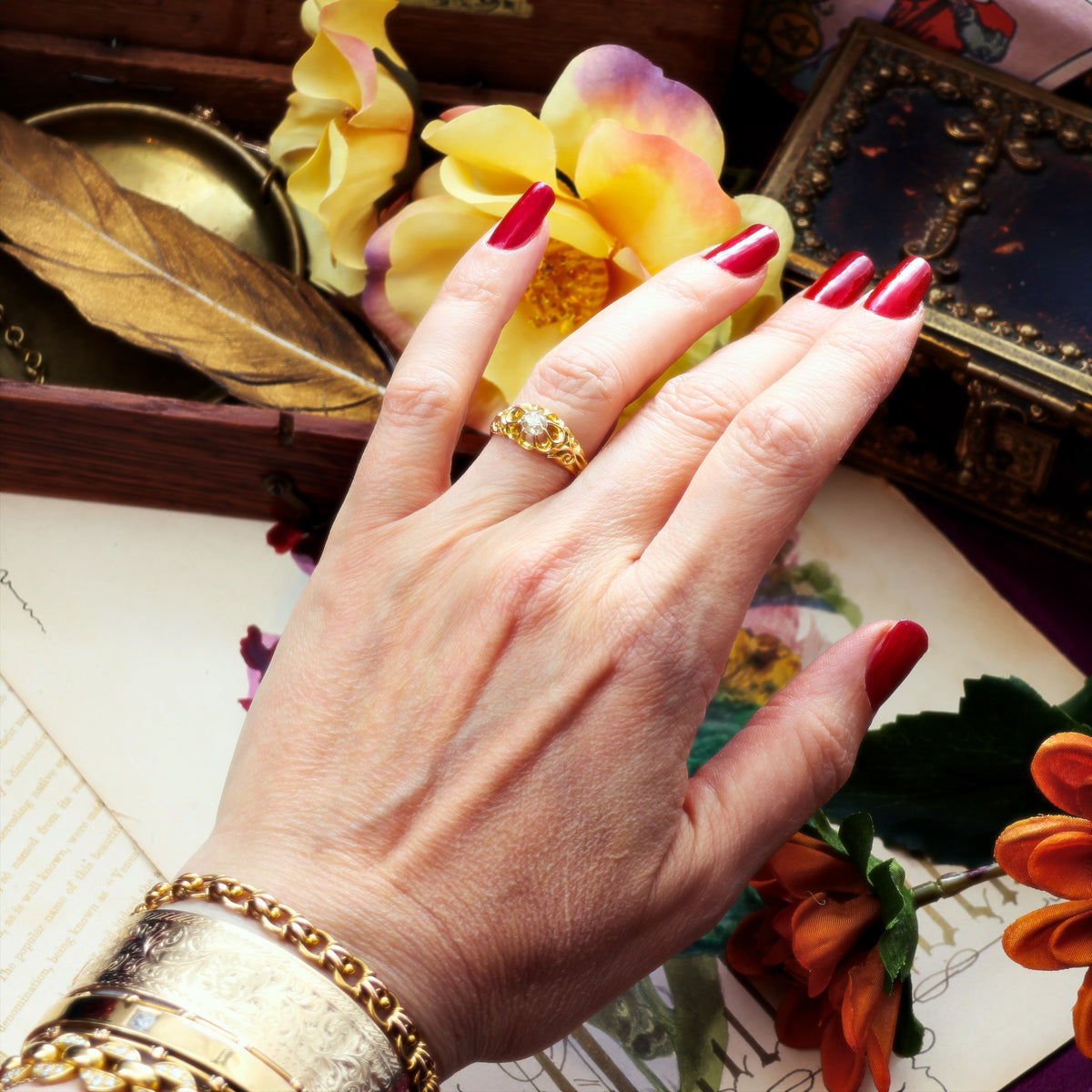 Date 1895 Gothic Revivalist Diamond Engagement Ring