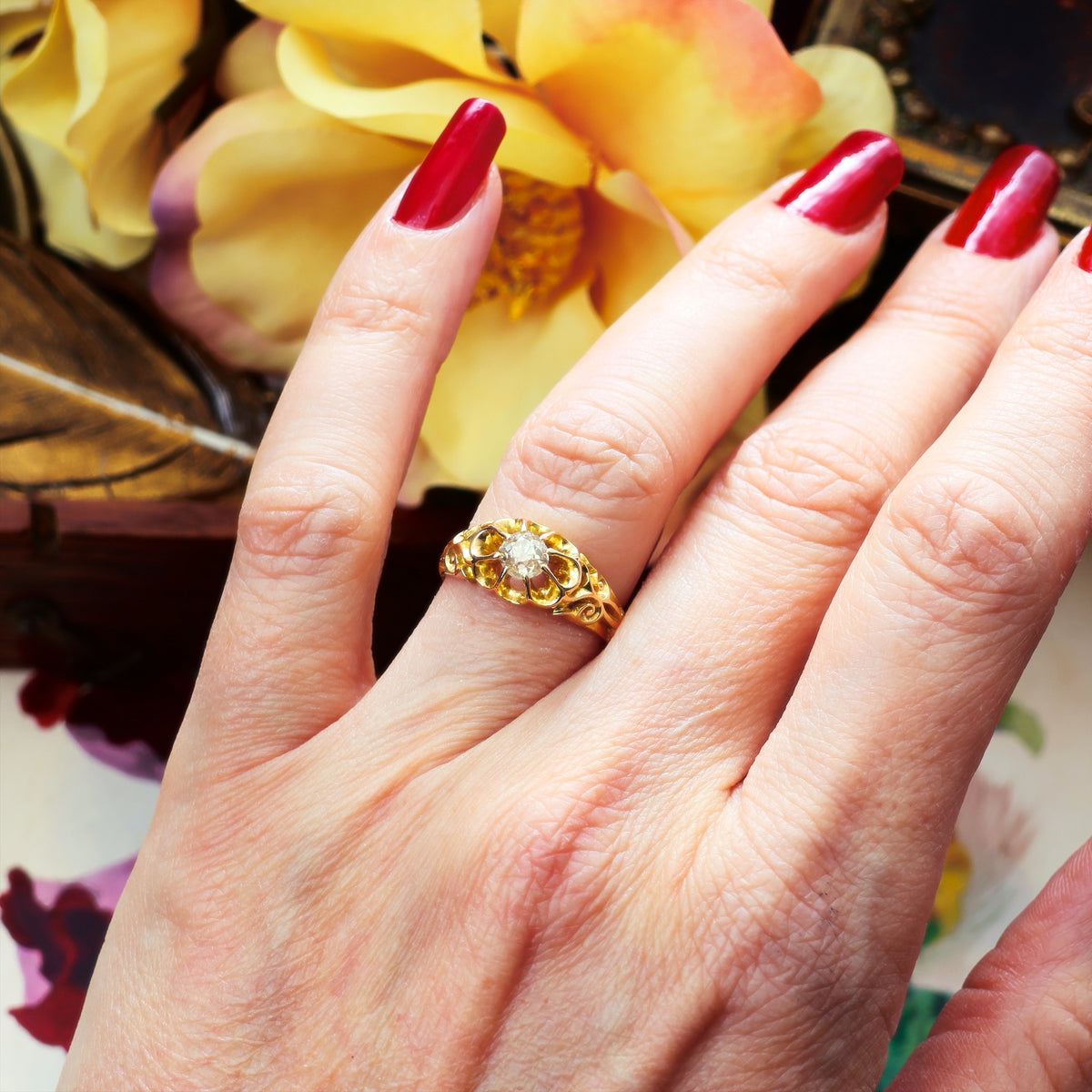 Date 1895 Gothic Revivalist Diamond Engagement Ring