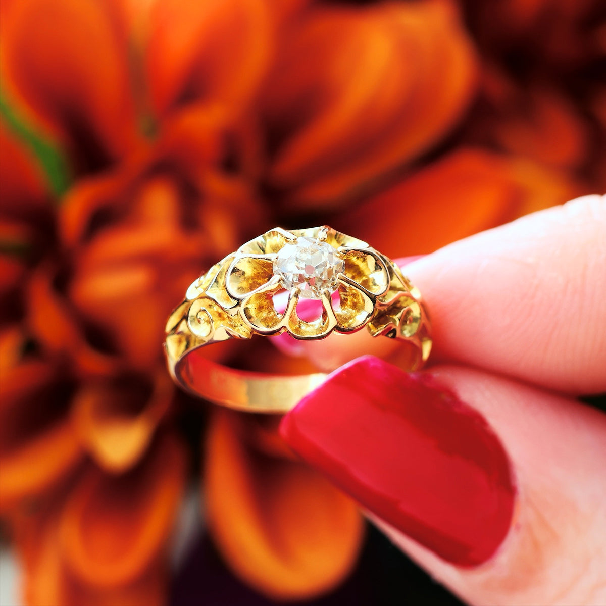 Date 1895 Gothic Revivalist Diamond Engagement Ring