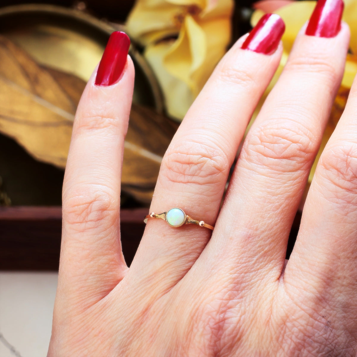Sweetly Simple Antique Crystal Opal Ring