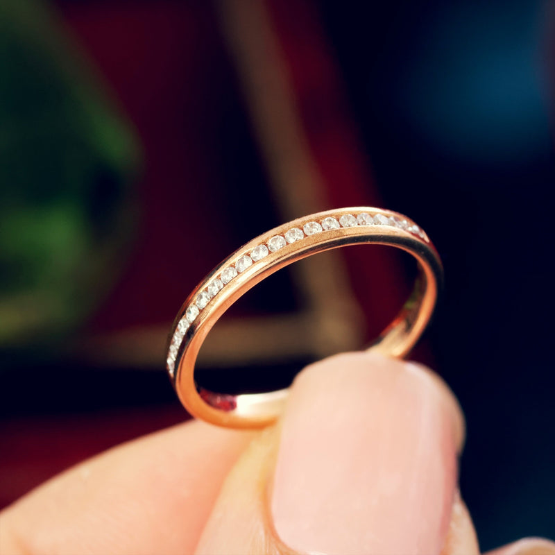 Contemporary 9ct Rose Gold Half Eternity Ring