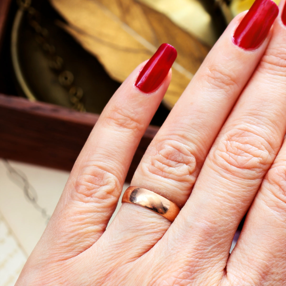 Antique Date 1902 9ct Rose Gold Wedding Band