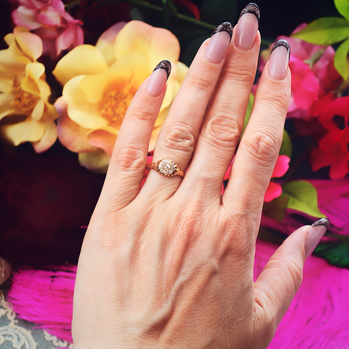 Antique Victorian Diamond Cluster Engagement Ring