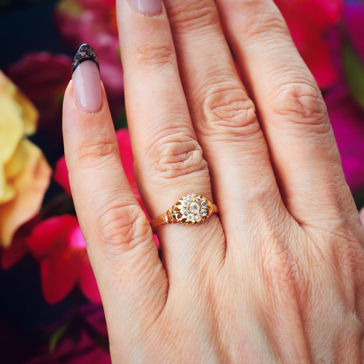 Antique Victorian Diamond Cluster Engagement Ring