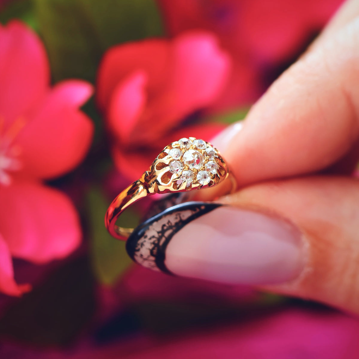 Antique Victorian Diamond Cluster Engagement Ring
