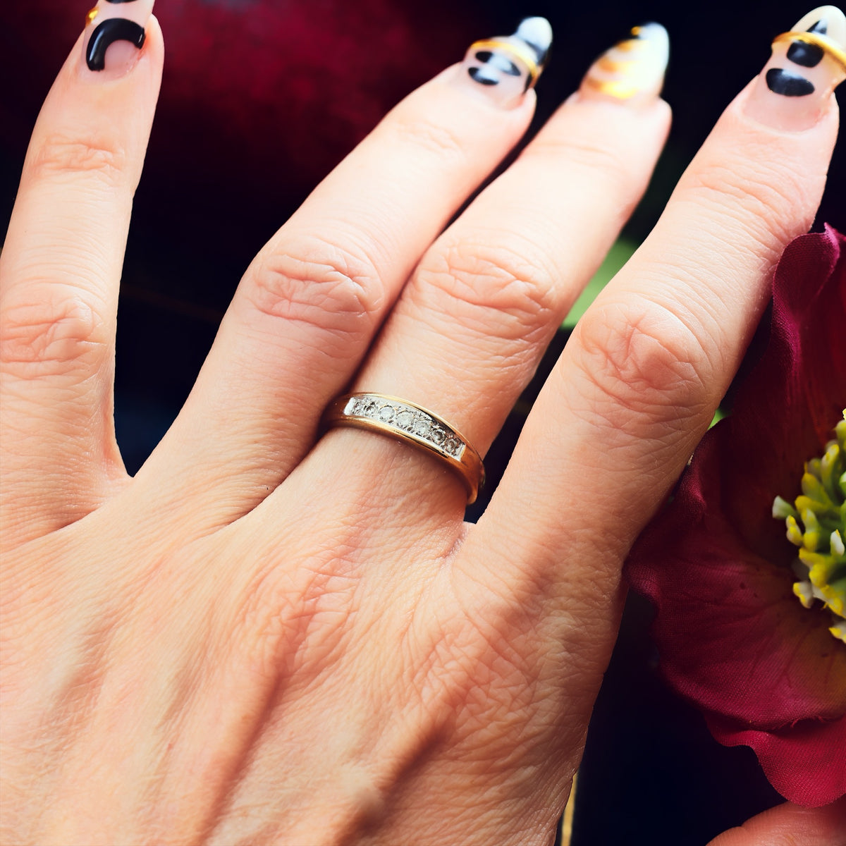 Contemporary Yellow Gold Brilliant-Cut Diamond Band