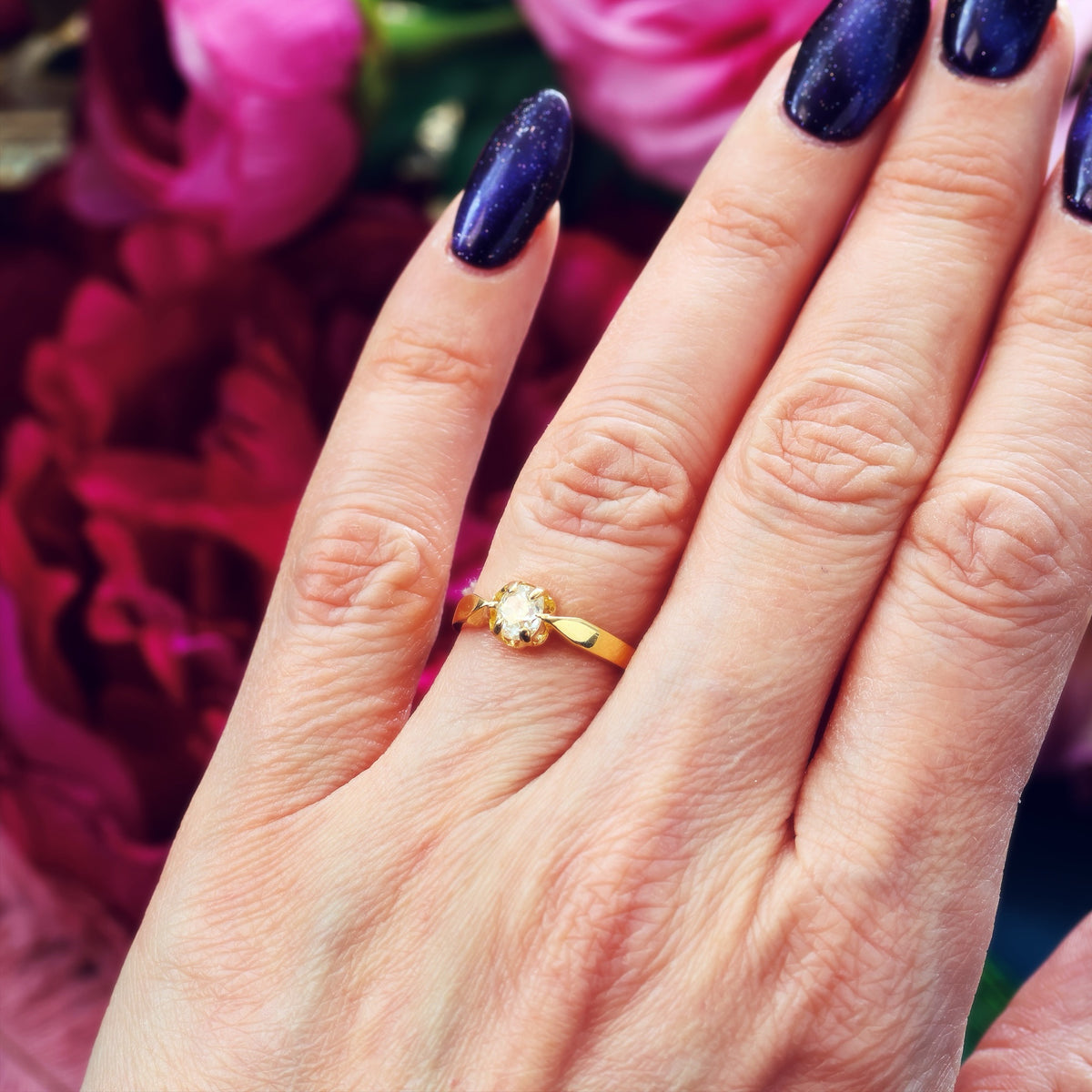 Recycled Antique Mine Cut Diamond Engagement Ring