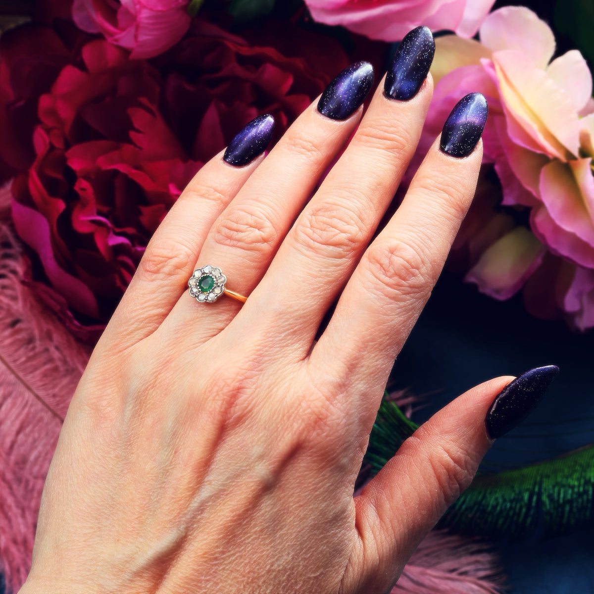 Spring Favourite! Vintage Emerald & Diamond Engagement Ring