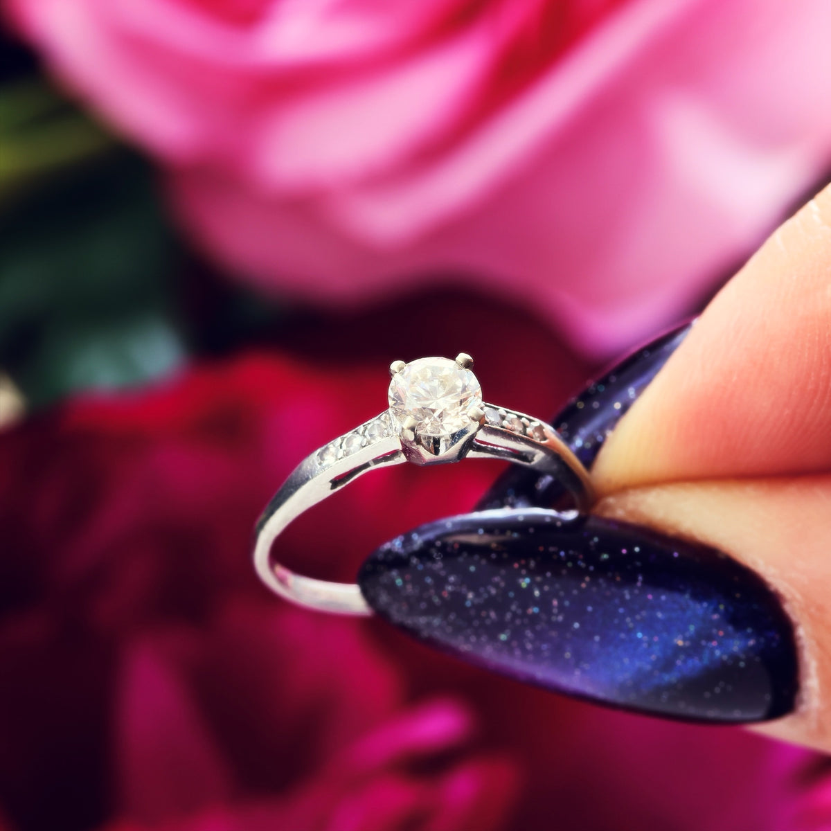 Choice Vintage 1940's Platinum & Diamond Engagement Ring