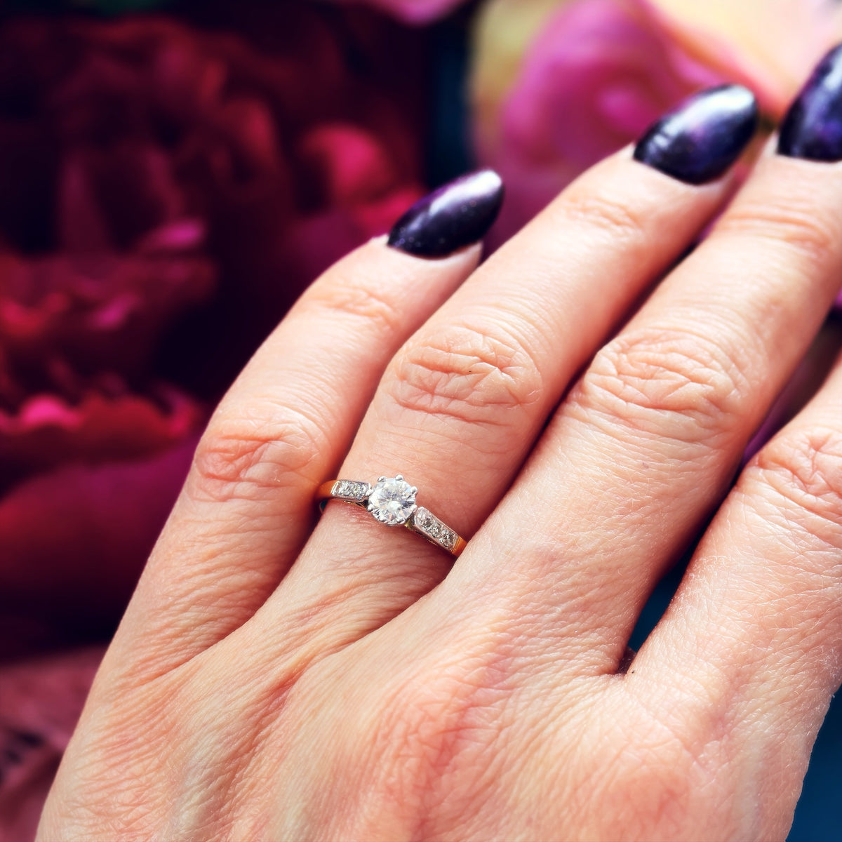 Classic Vintage Diamond Solitaire Engagement Ring