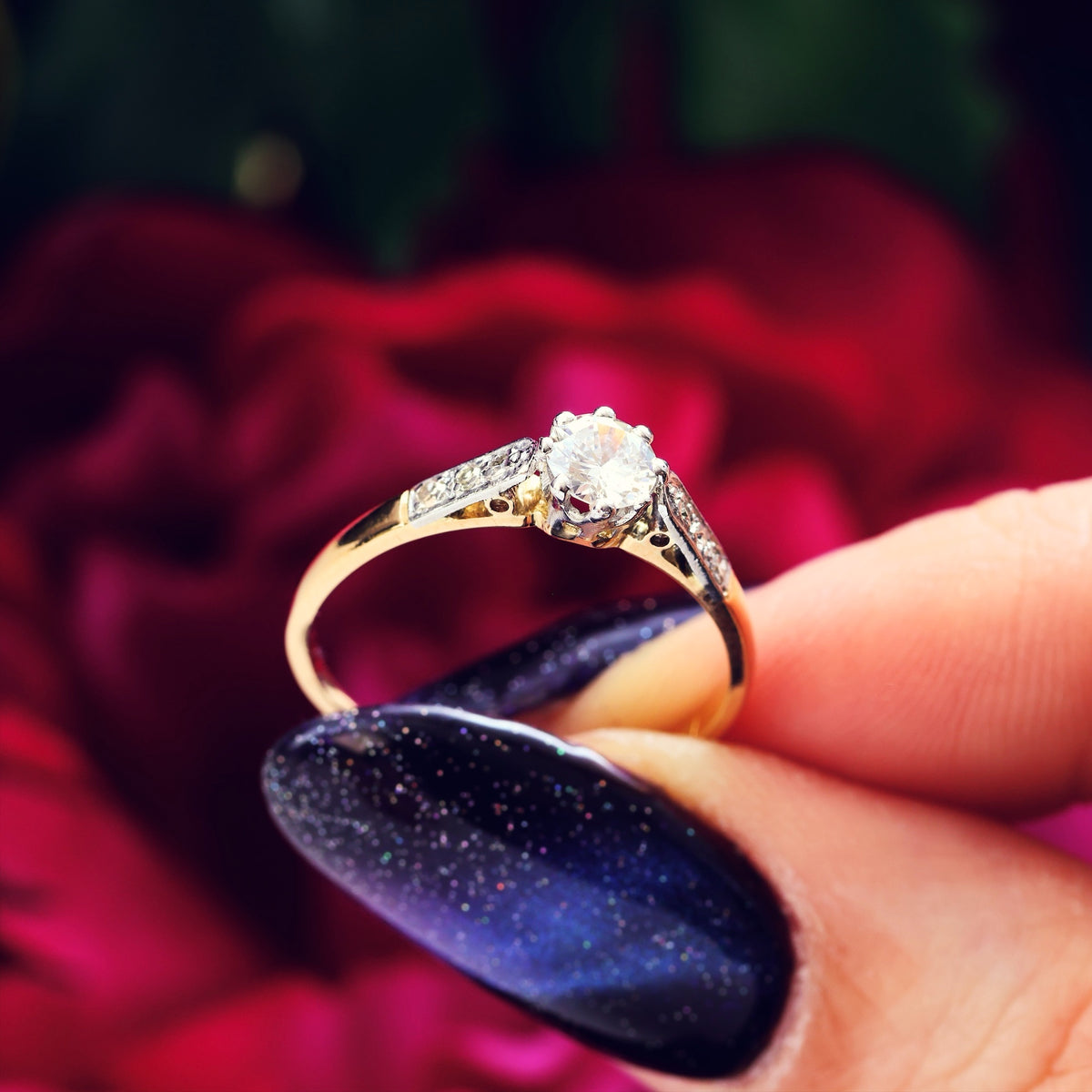 Classic Vintage Diamond Solitaire Engagement Ring