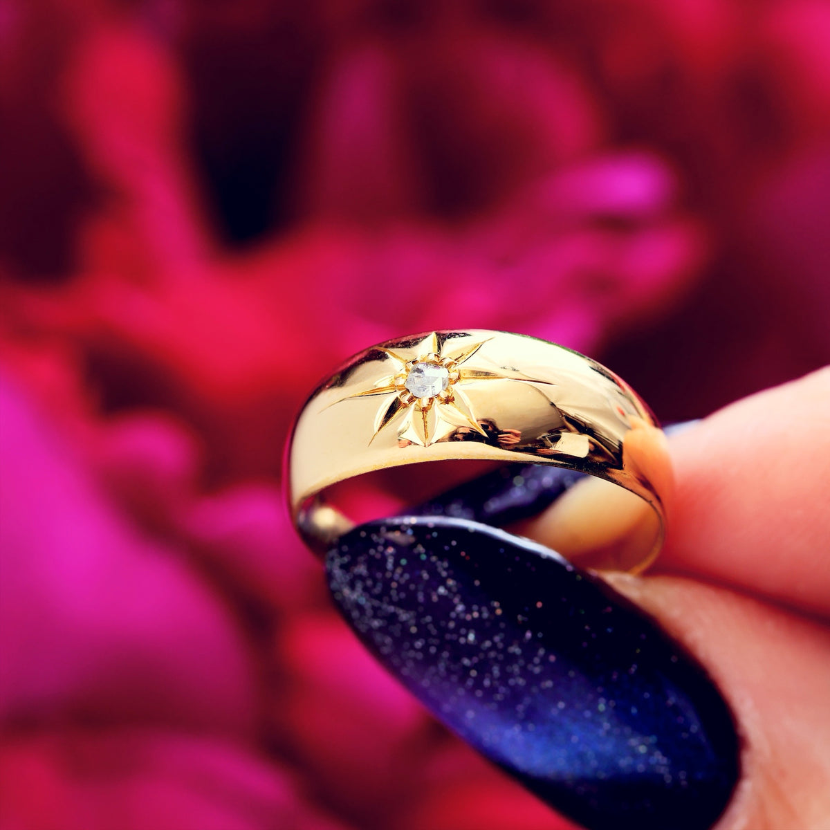 Antique Date 1904 Gypsy Set Diamond Band Ring