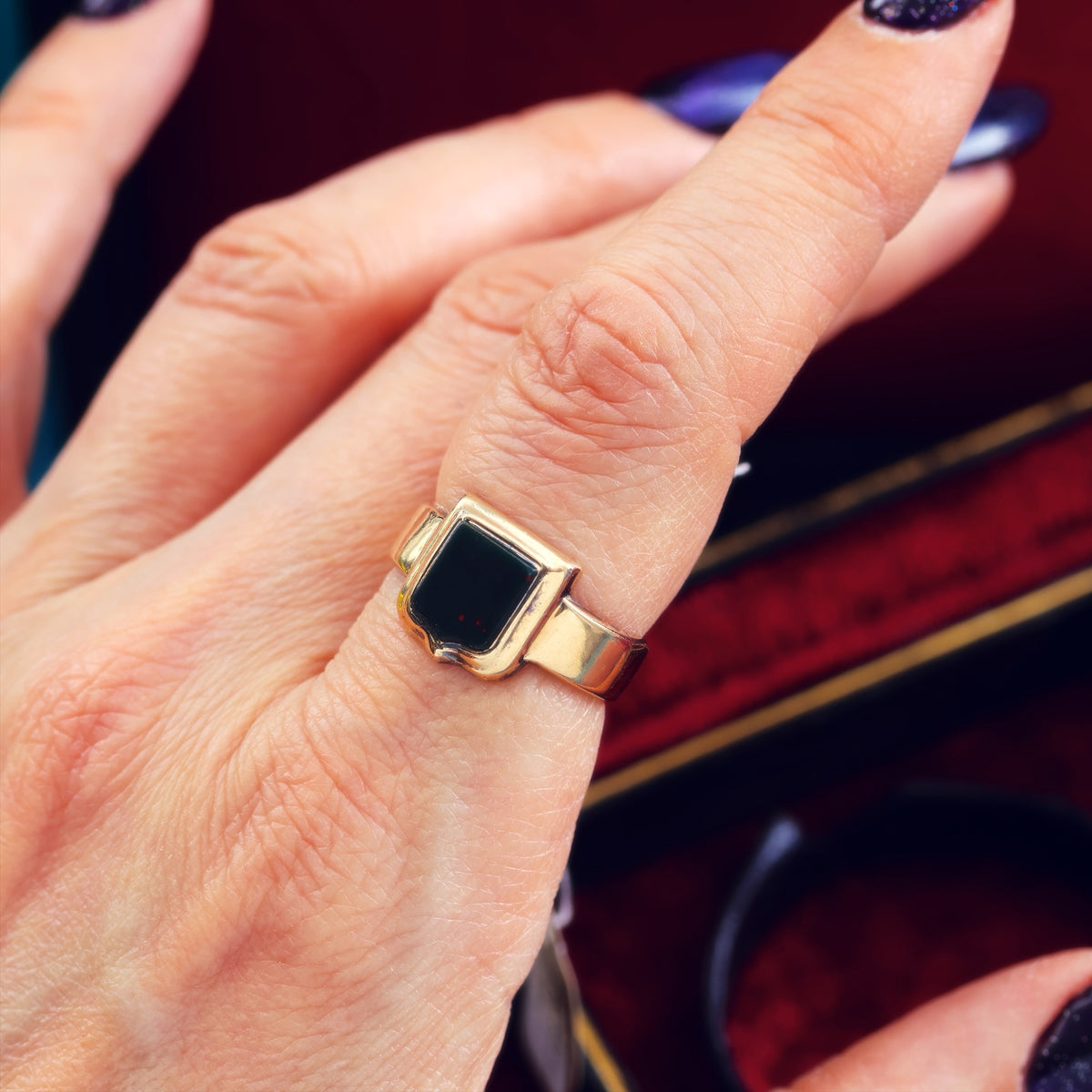 Date 1869 Size Q.5 Bloodstone Signet Ring