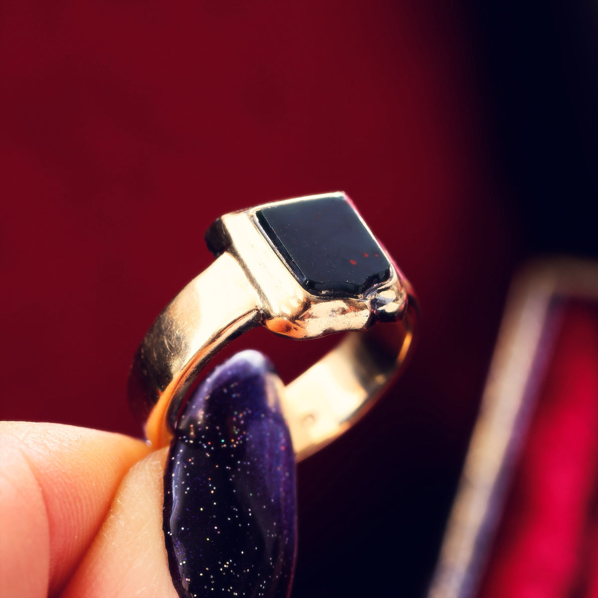 Date 1869 Size Q.5 Bloodstone Signet Ring
