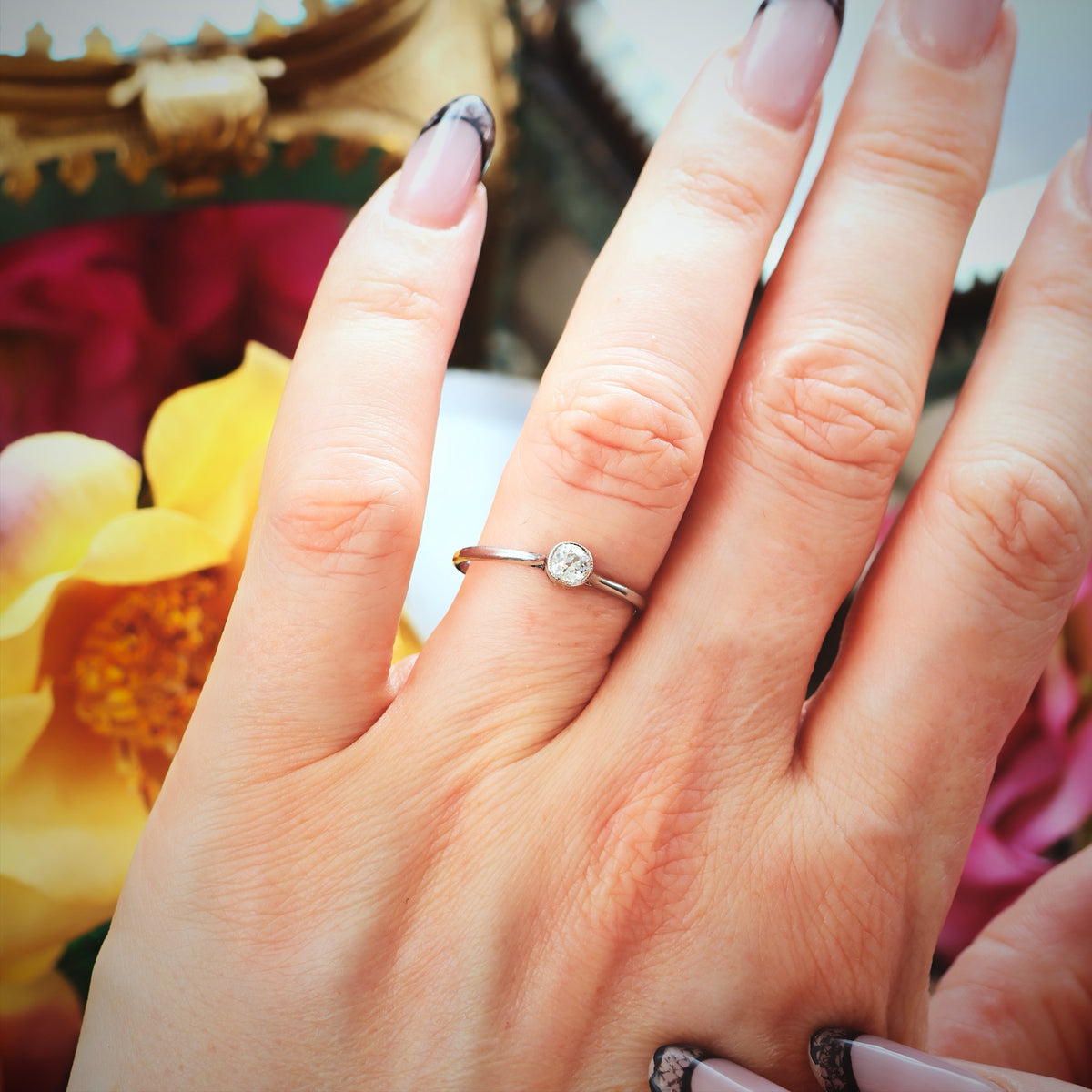 Vintage Hand Cut Diamond Engagement Ring