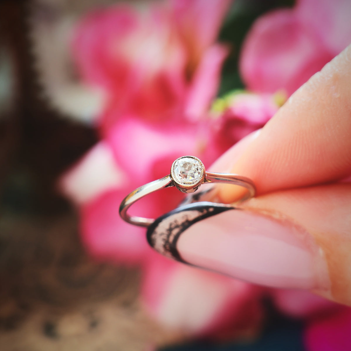 Vintage Hand Cut Diamond Engagement Ring