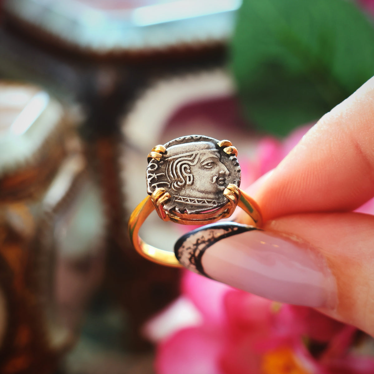 Unique Antique Rudrasimha Ist Drachm Coin Ring