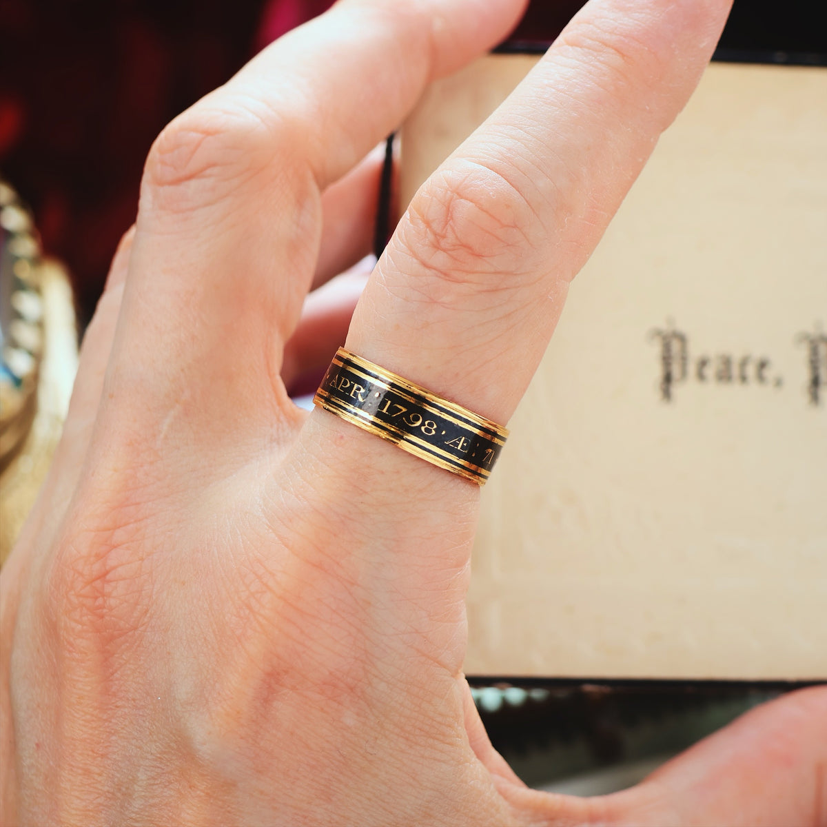 Date 1798 Enamelled Mourning Band Ring