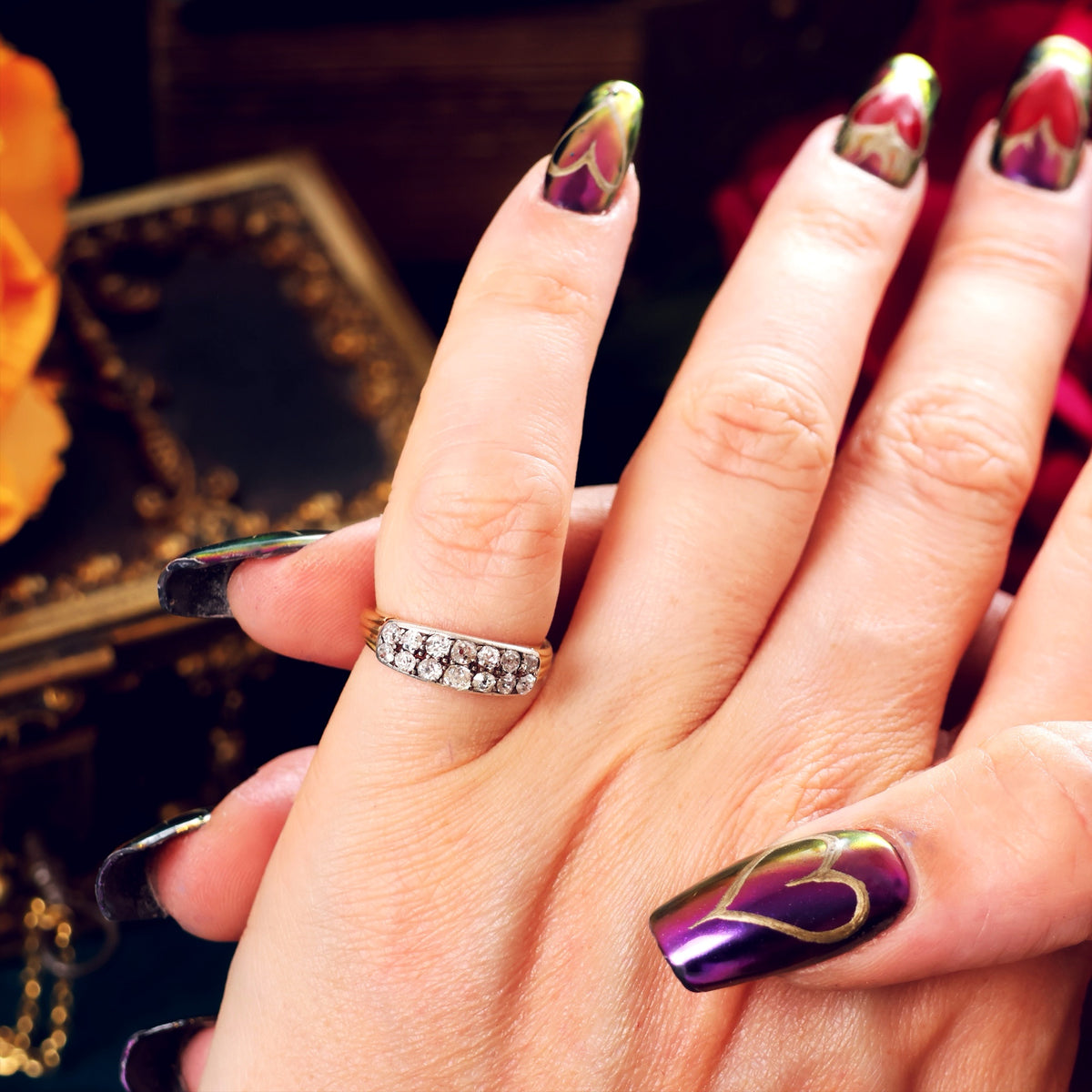 Unusual Antique Victorian Old Cut Diamond Ring
