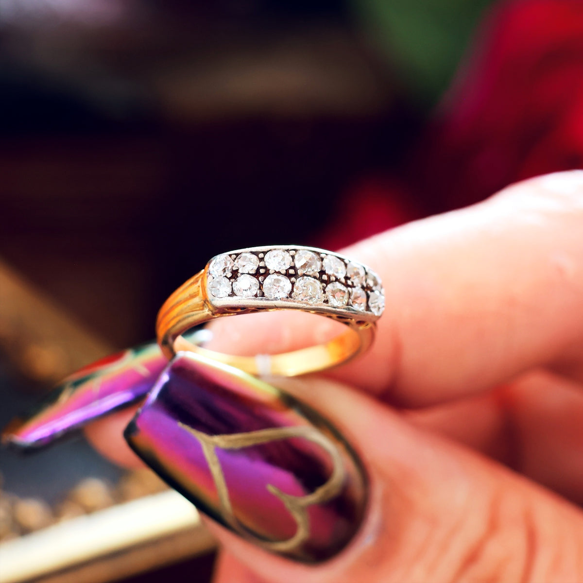Unusual Antique Victorian Old Cut Diamond Ring