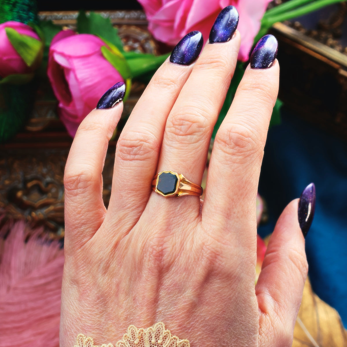 Antique Date 1899 Size P Bloodstone Signet Ring