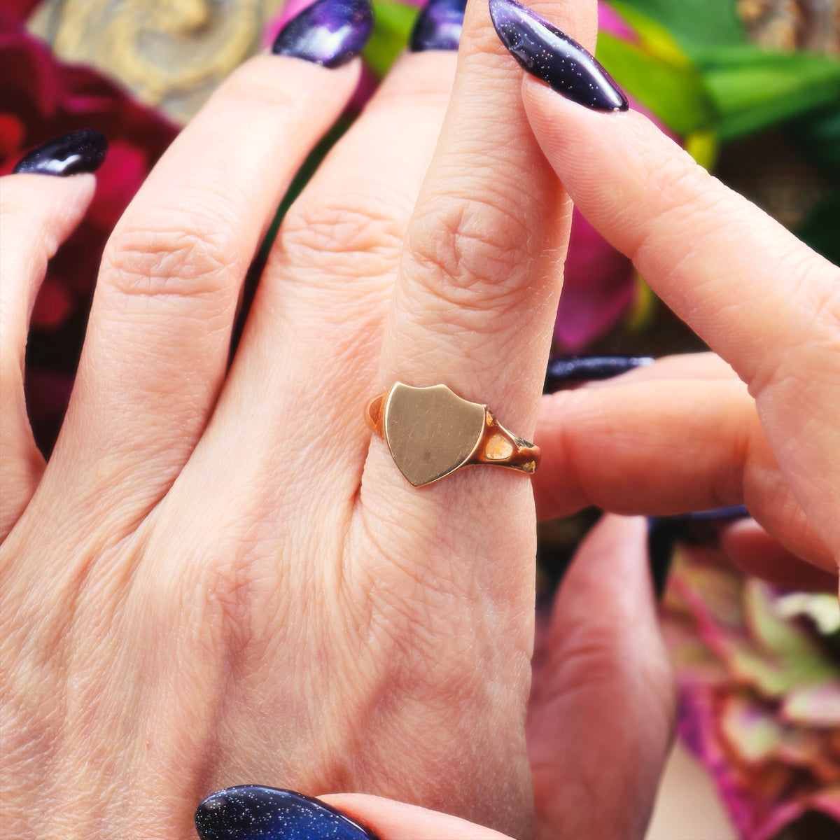 Date 1915 Gold Men's Shield Signet Ring