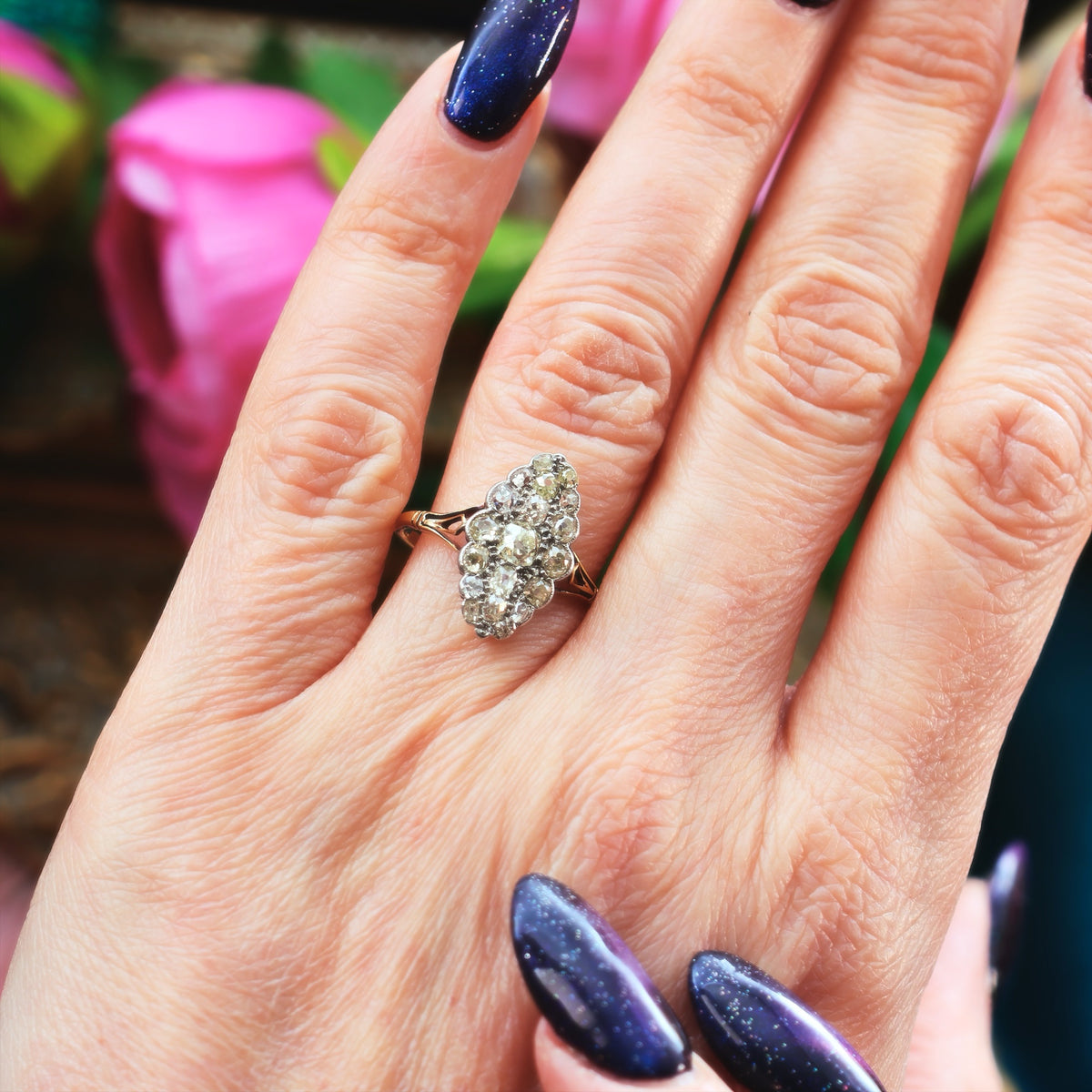 Fine Lovely! Vintage Marquise Diamond Cluster Ring