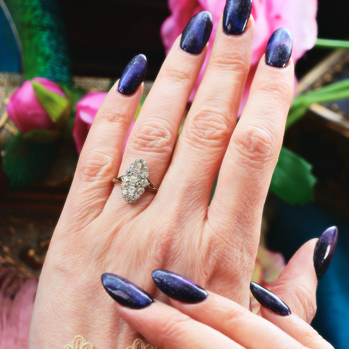 Fine Lovely! Vintage Marquise Diamond Cluster Ring