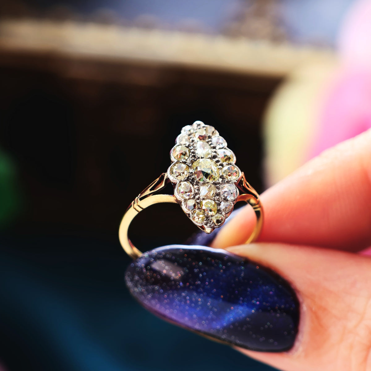 Vintage Marquise Diamond Cluster Ring