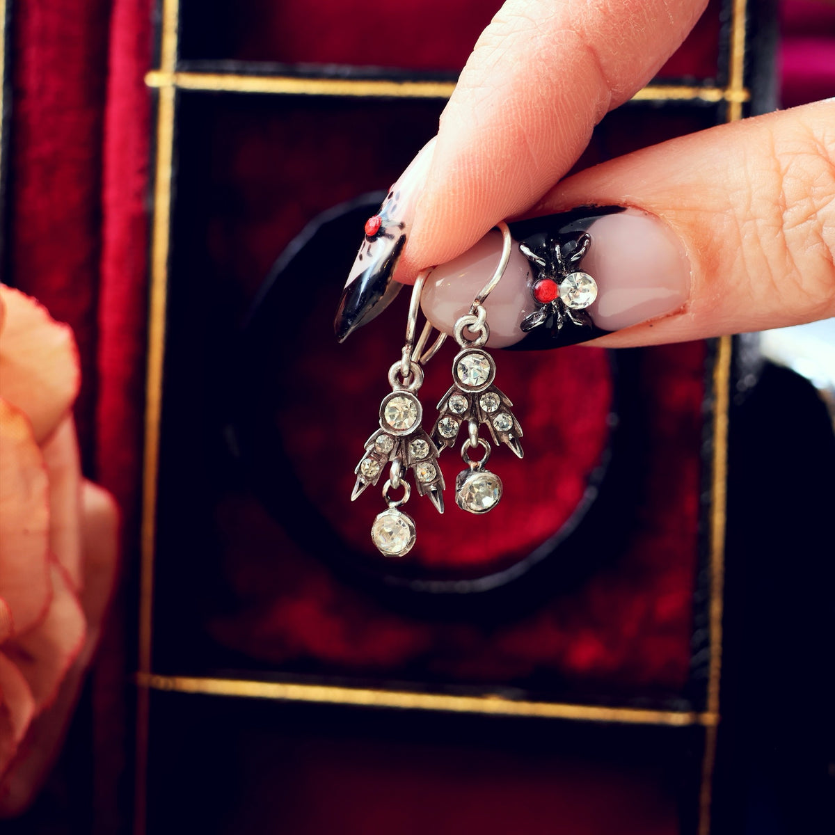Victorian Paste & Silver Drop Earrings