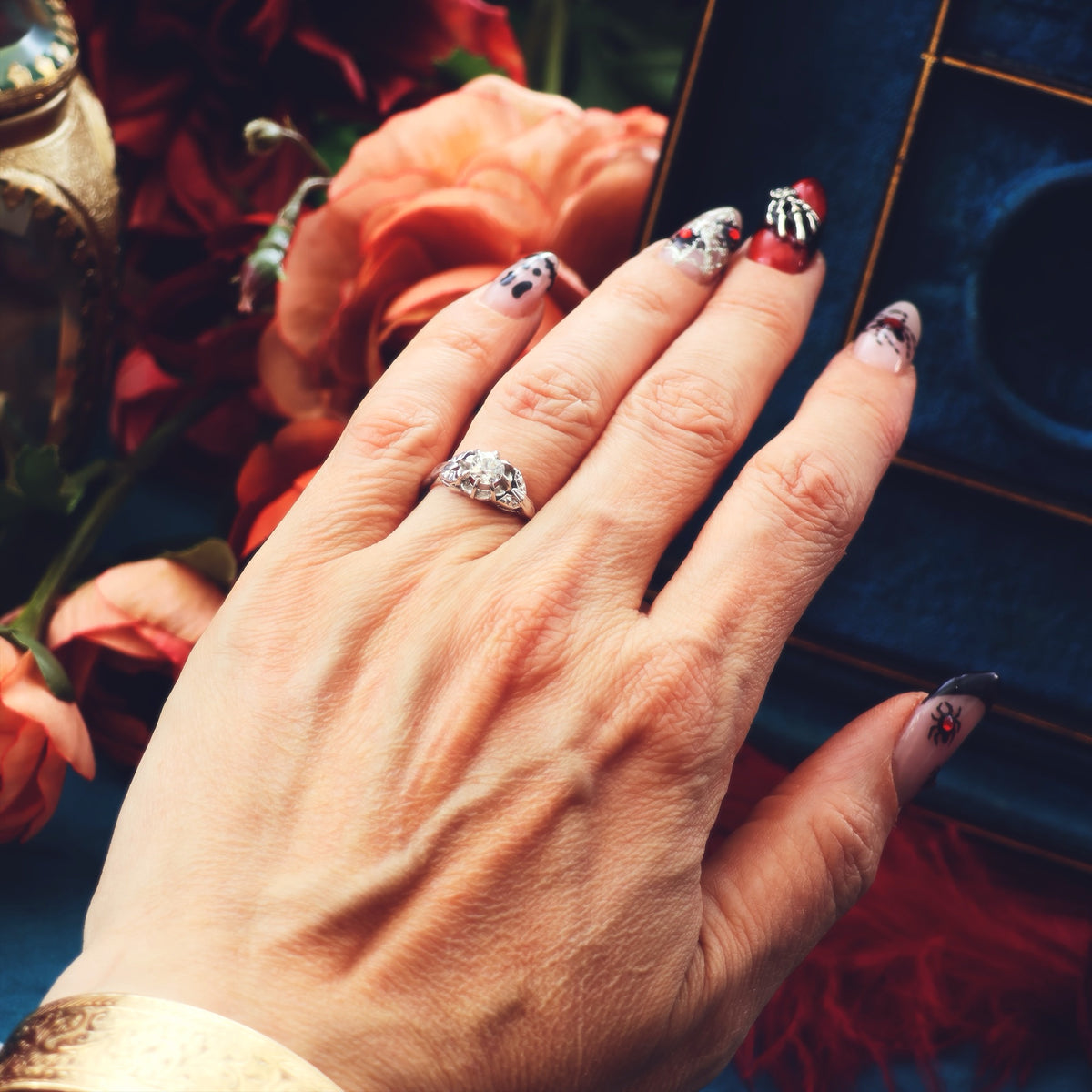 Vintage Recycled Hand Cut Diamond Engagement Ring