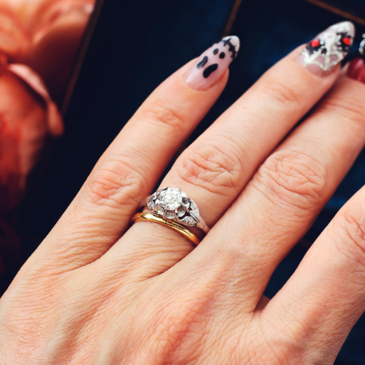 Vintage Recycled Hand Cut Diamond Engagement Ring