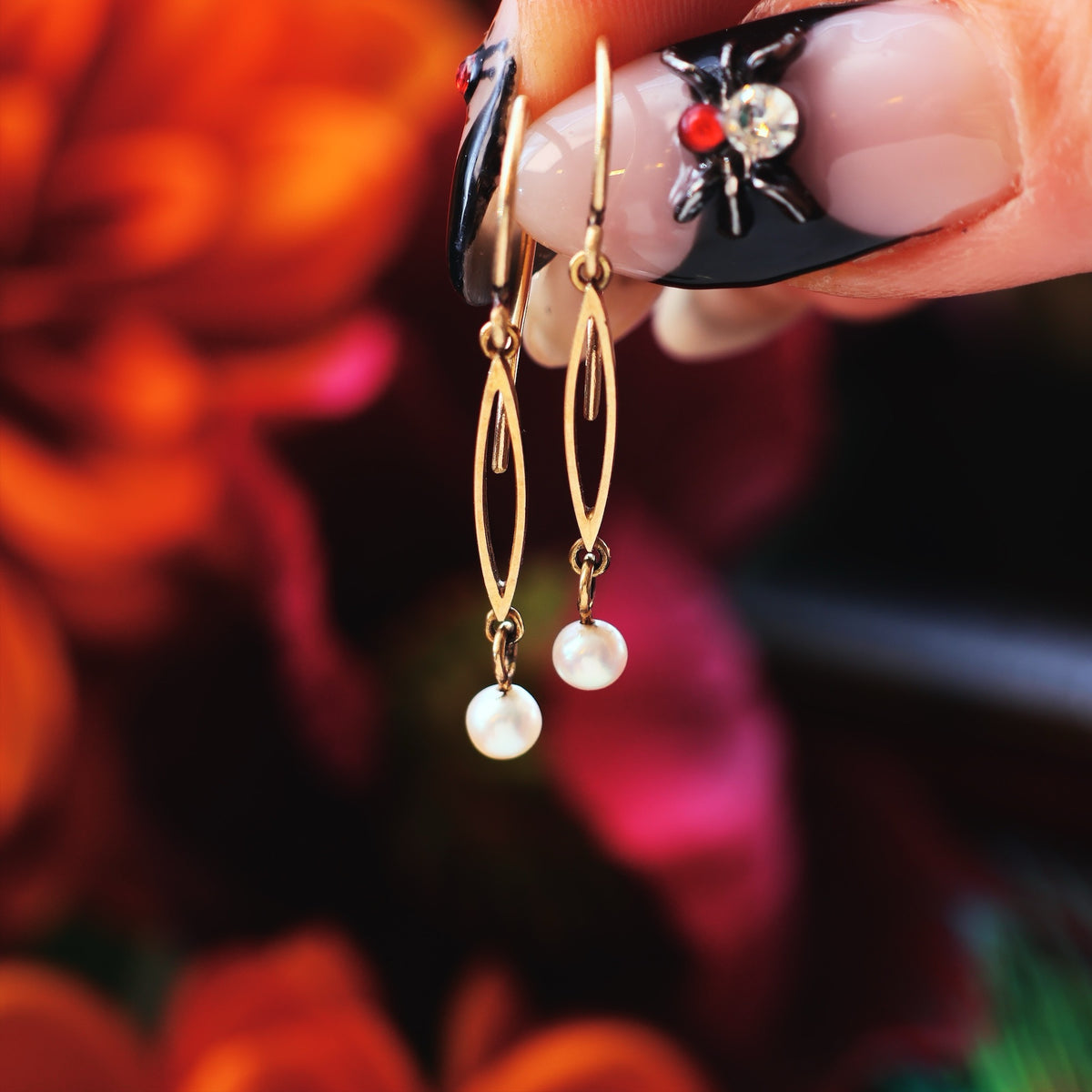 Vintage Edwardian Style Pearl Drop Earrings