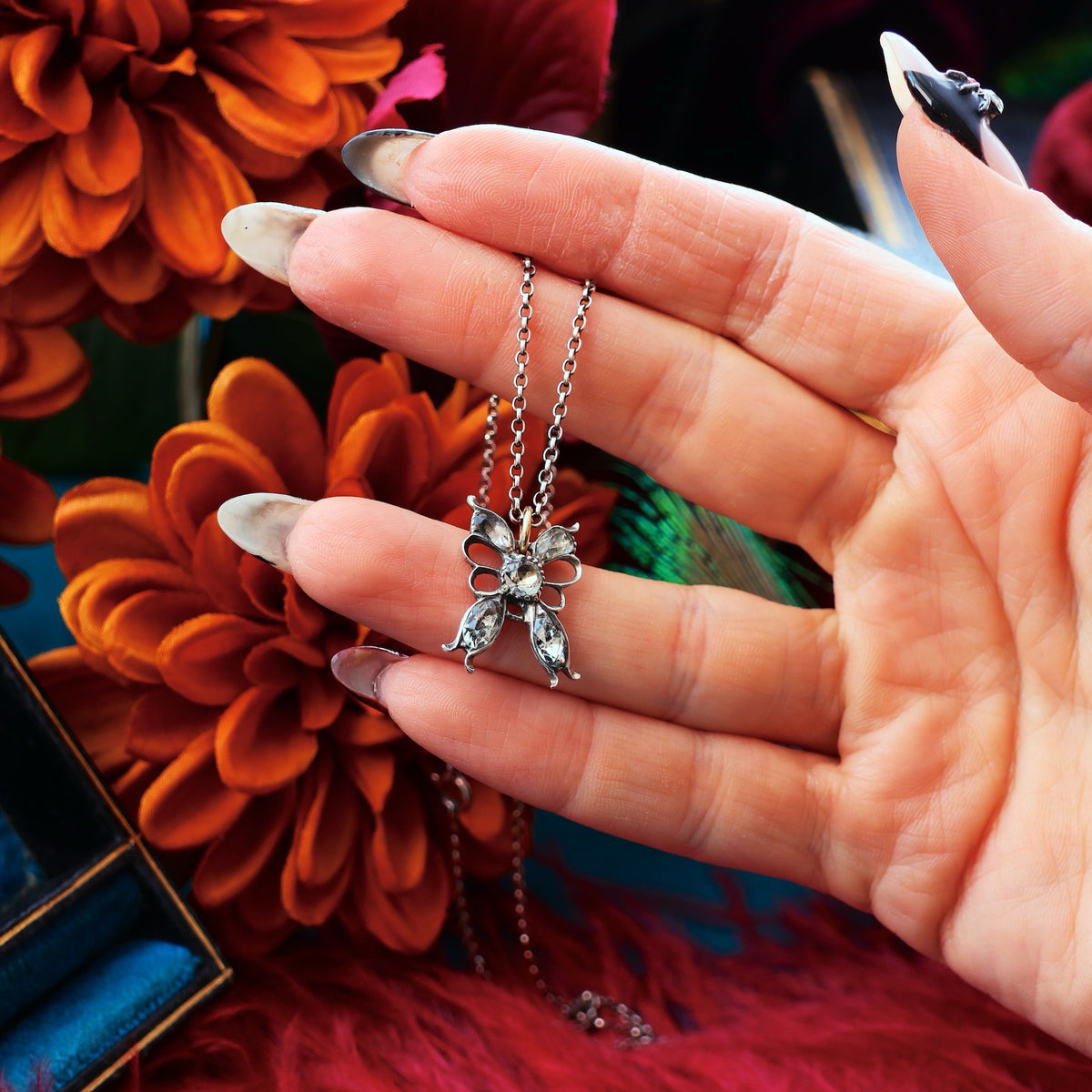 Georgian Portuguese Rock Crystal Butterfly Pendant