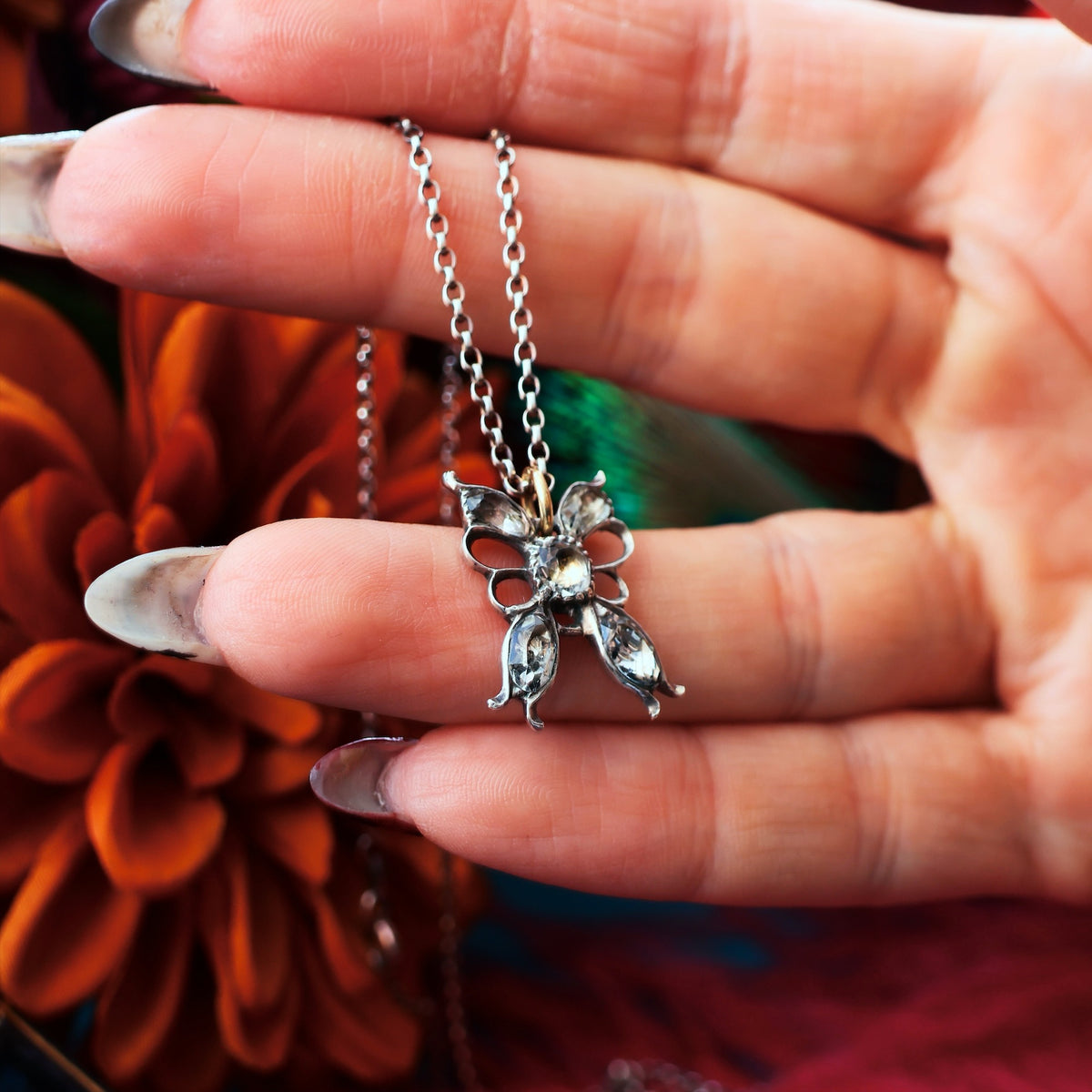 Georgian Portuguese Rock Crystal Butterfly Pendant