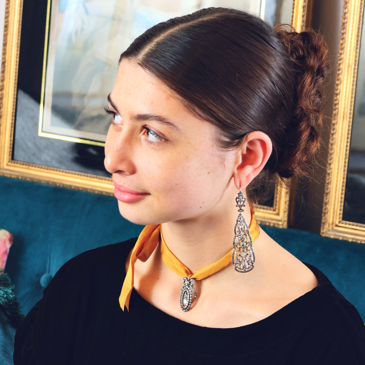 Opulent Vintage Silver & Marcasite Evening Earrings